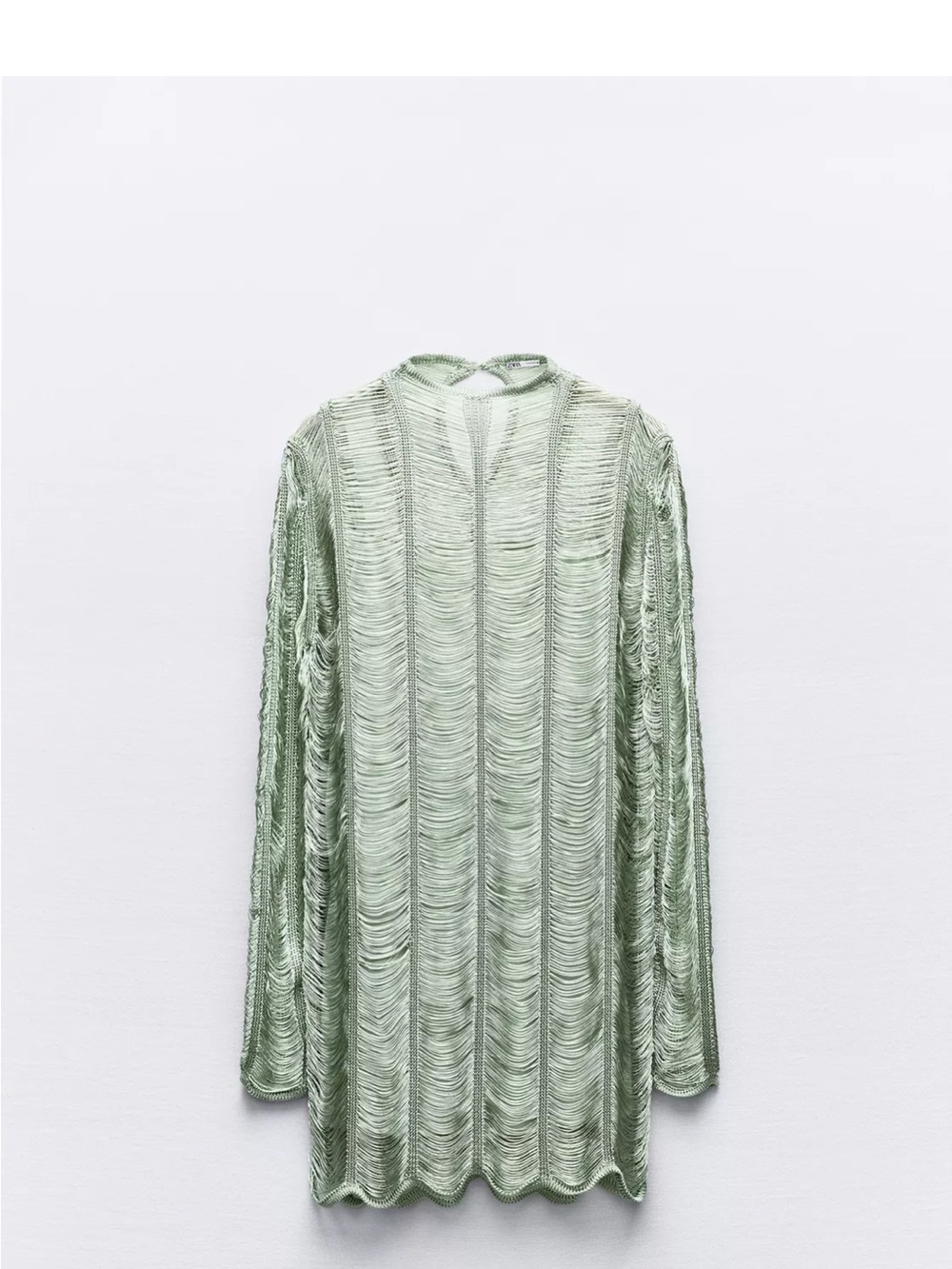Zara Mint Green Ruched Long Sleeve Dress elegant